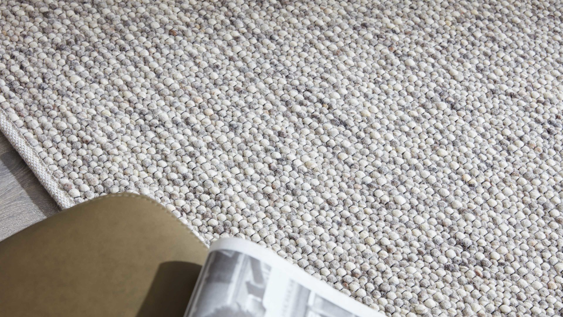 Handwebteppich Interliving aus Naturfaser in Weiß Interliving Teppich Serie B-8001 Kalkstein – ca. 200 x 240 cm