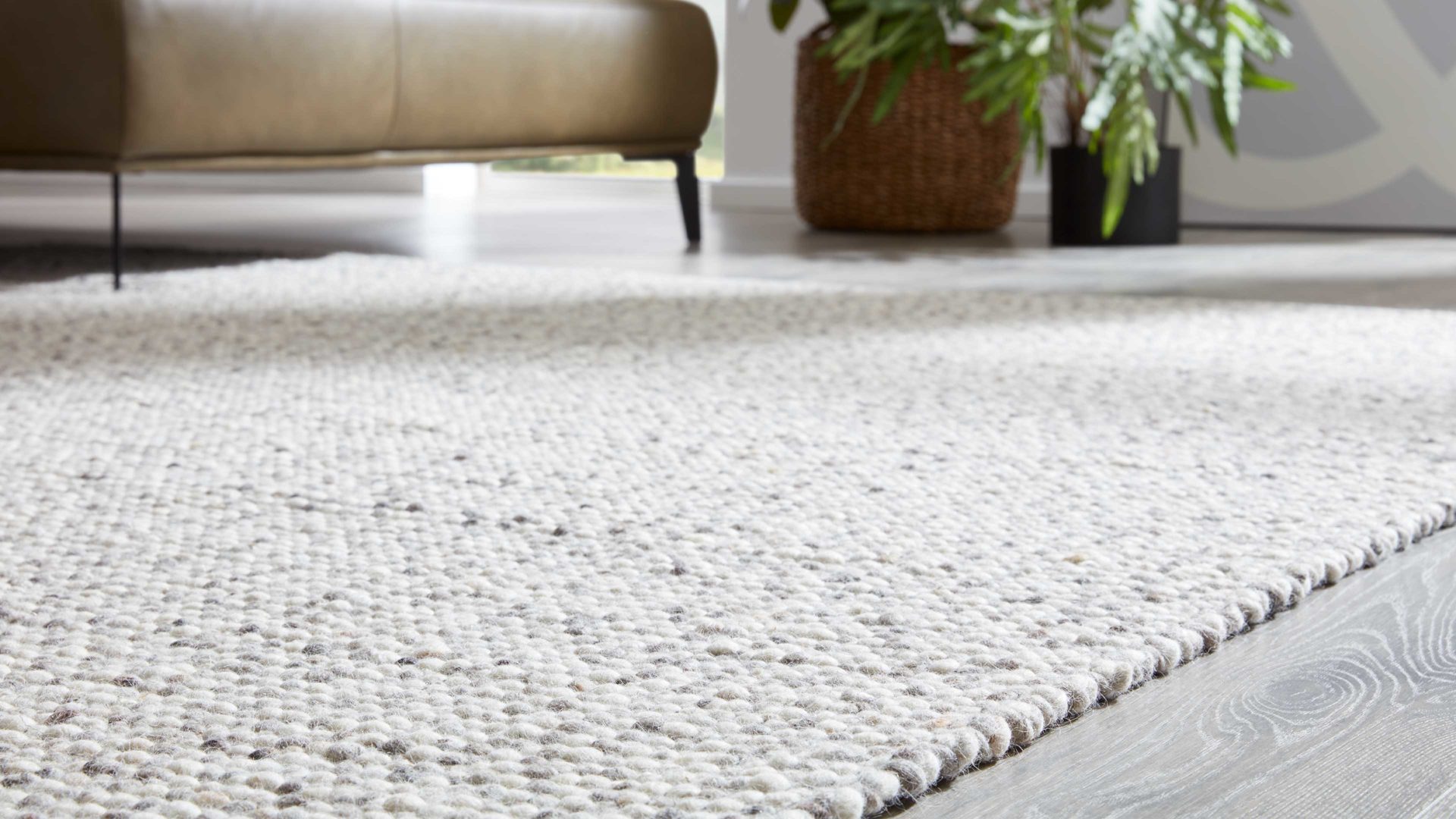 Handwebteppich Interliving aus Naturfaser in Weiß Interliving Teppich Serie B-8001 Kalkstein – ca. 200 x 290 cm