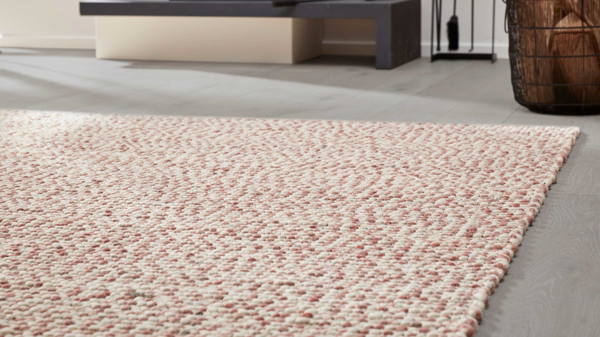 Handwebteppich Interliving aus Naturfaser in Pastell Interliving Teppich Serie B-8001 Rosè – ca. 200 x 290 cm