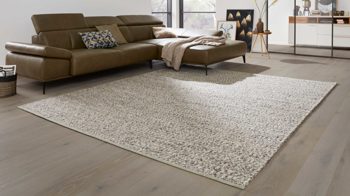 Handwebteppich Interliving aus Naturfaser in Hellgrau Interliving Teppich Serie B-8001 steinfarbene Schurwolle – ca. 200 x 290 cm
