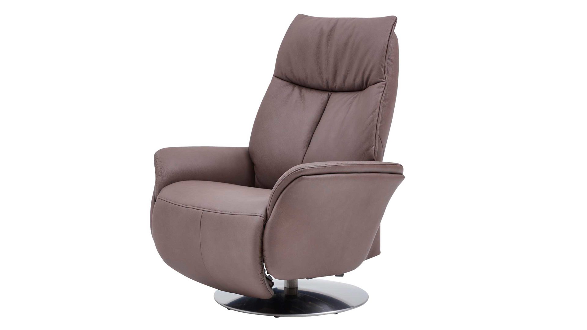 Relaxsessel Interliving aus Leder in Braun Interliving Sessel Serie 4550 - Sessel 77O44 zwei Motoren & Aufstehhilfe - kokosfarbenes LongLife-Leder & edelstahlfarbener Tellerfuß