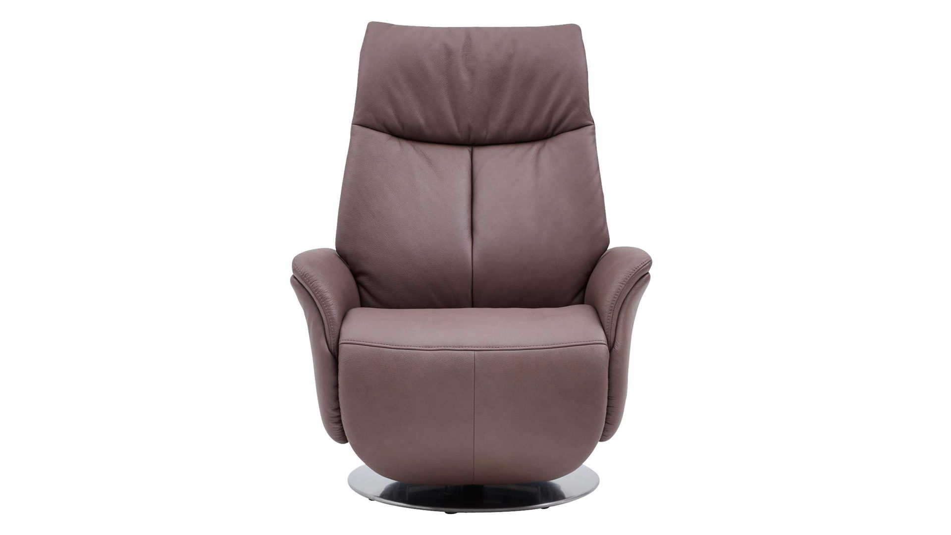 Relaxsessel Interliving aus Leder in Braun Interliving Sessel Serie 4550 - Sessel zwei Motoren & Aufstehhilfe - kokosfarbenes LongLife-Leder & edelstahlfarbener Tellerfuß