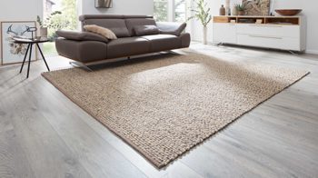 Handwebteppich Interliving aus Naturfaser in Hellbraun Interliving Teppich Serie B-8001 saharafarbene Schurwolle– ca. 250 x 290 cm