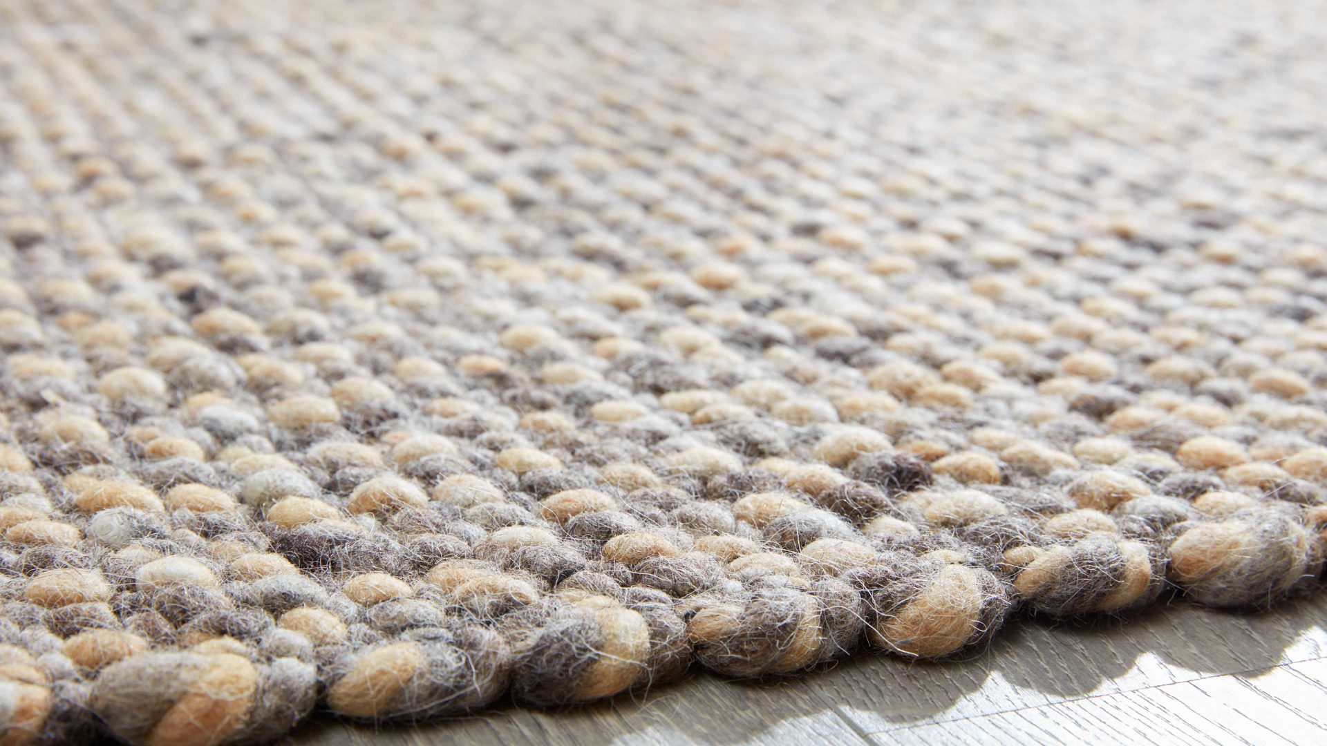 Handwebteppich Interliving aus Naturfaser in Hellbraun Interliving Teppich Serie B-8001 saharafarbene Schurwolle – ca. 170 x 240 cm