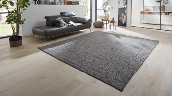Handwebteppich Interliving aus Naturfaser in Dunkelblau Interliving Teppich Serie B-8001 oceanfarbene Schurwolle – ca. 140 x 190 cm