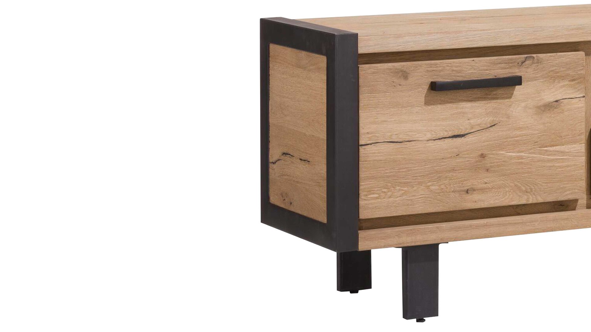 Lowboard WOODS & TRENDS aus Holz in Holzfarben WOODS & TRENDS Medienmöbel bzw. Lowboard Brooklyn Railway braunes Eichefurnier – zwei Türen, eine Schublade