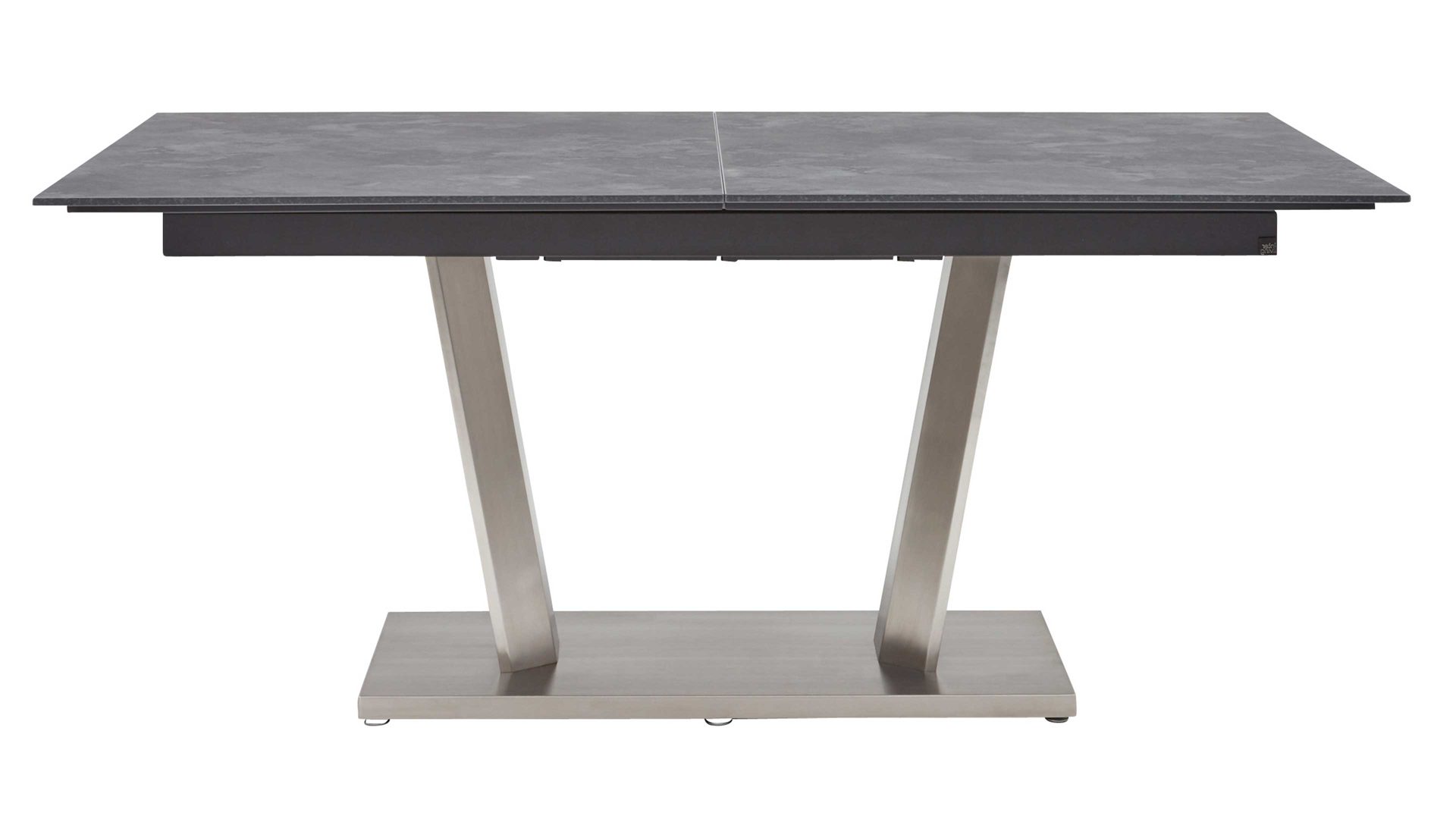 Auszugtisch Interliving aus Holz in Grau Interliving Esszimmer Serie 5104 – Auszugtisch terrafarbene Tischplatte & Edelstahlgestell – ca. 180-240 x 100 cm