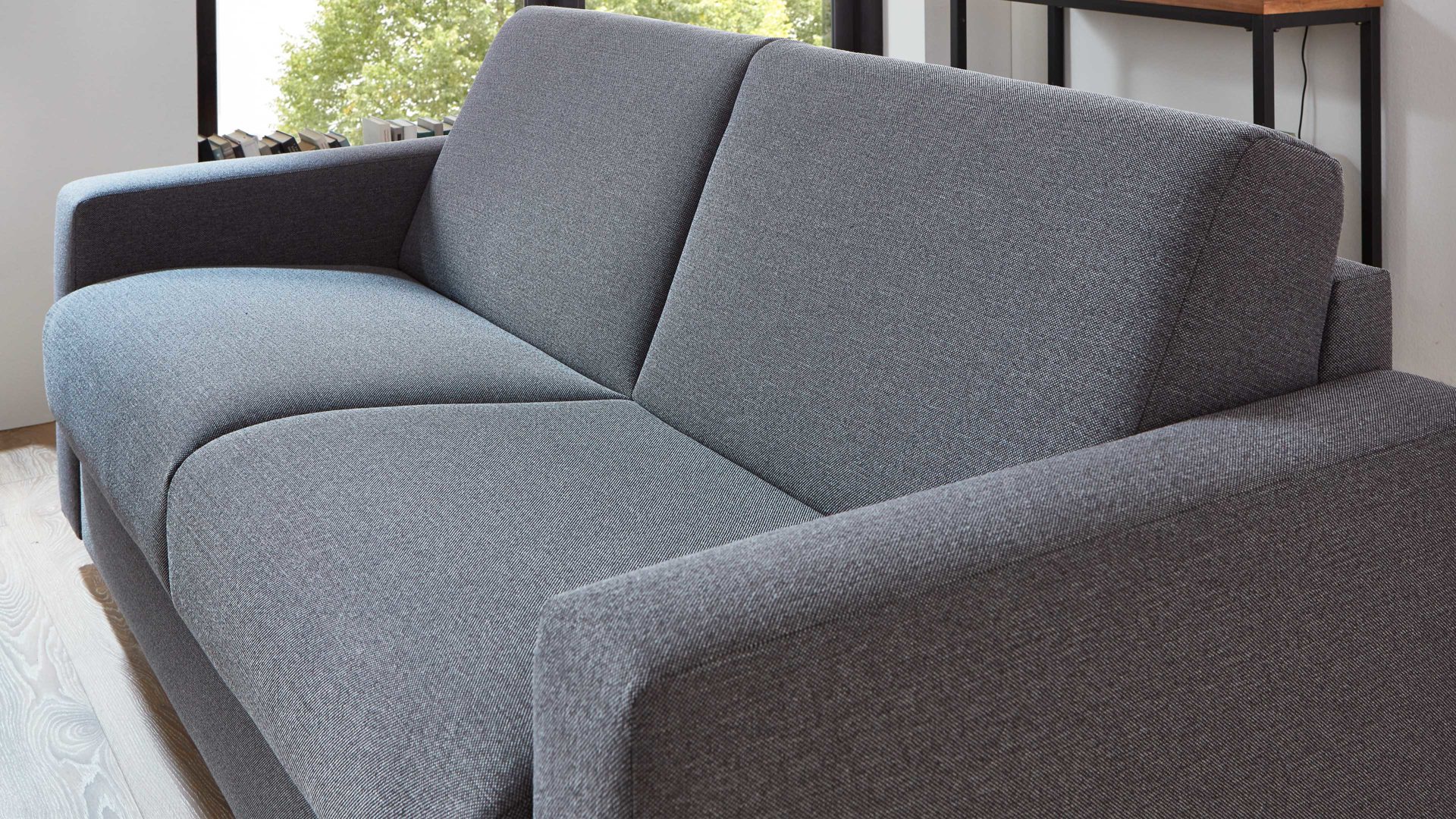 Schlafsofa comfortmaster besser sitzen, liegen, leben aus Stoff in Anthrazit Comfortmaster Messina Funktionssofa - Schlafcouch anthrazitfarbener Webstoff 8-2122 & Chromfüße 84 - Breite ca. 177 cm