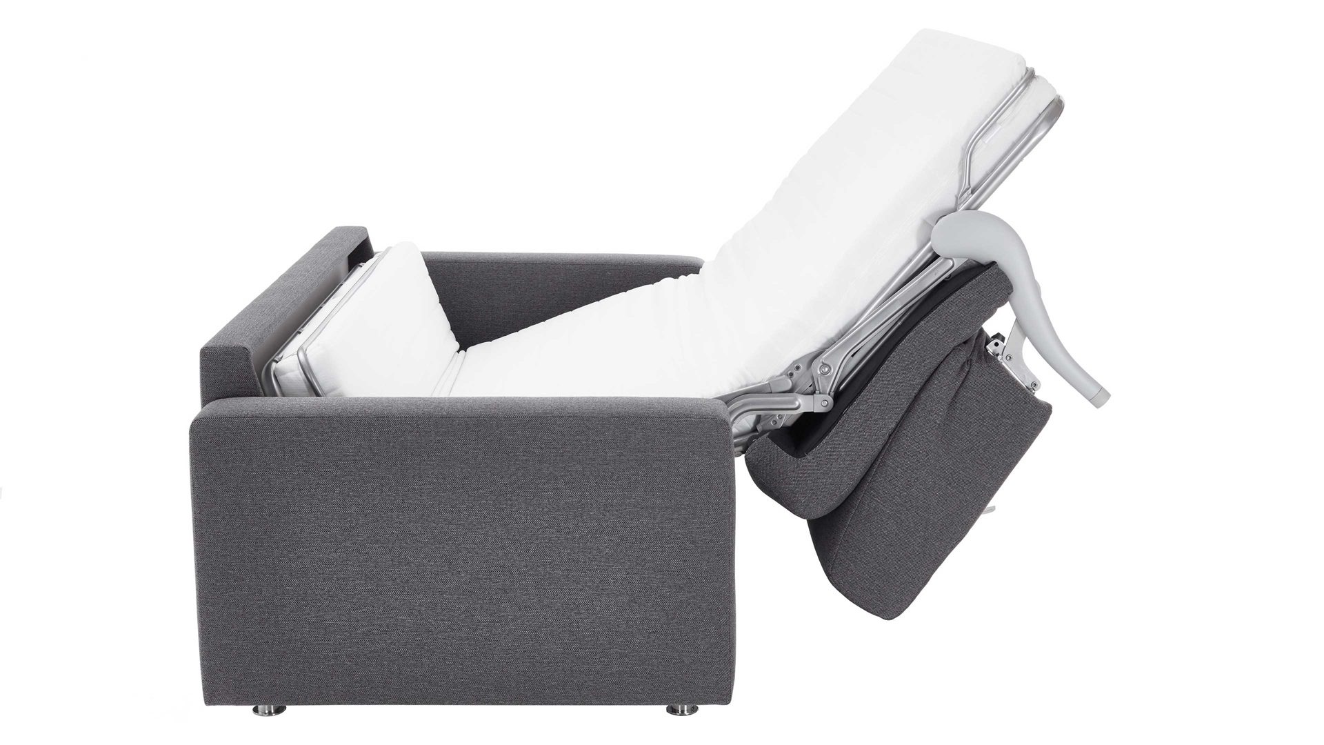 Schlafsofa comfortmaster besser sitzen, liegen, leben aus Stoff in Anthrazit Comfortmaster Messina Funktionssofa - Schlafcouch anthrazitfarbener Webstoff 8-2122 & Chromfüße 84 - Breite ca. 177 cm