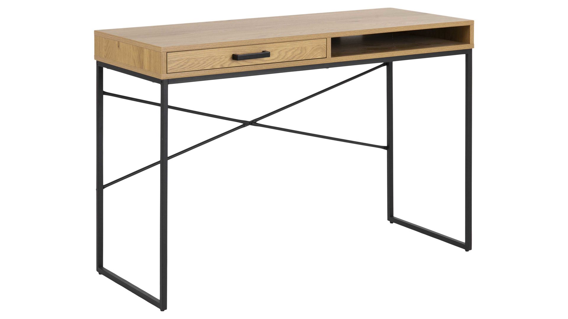 Schreibtisch Actona group aus Holz in Holzfarben Schreibtisch Seaford im Industrielook bzw. PC-Tisch Wildeiche & Schwarz – ca. 110 x 45 cm