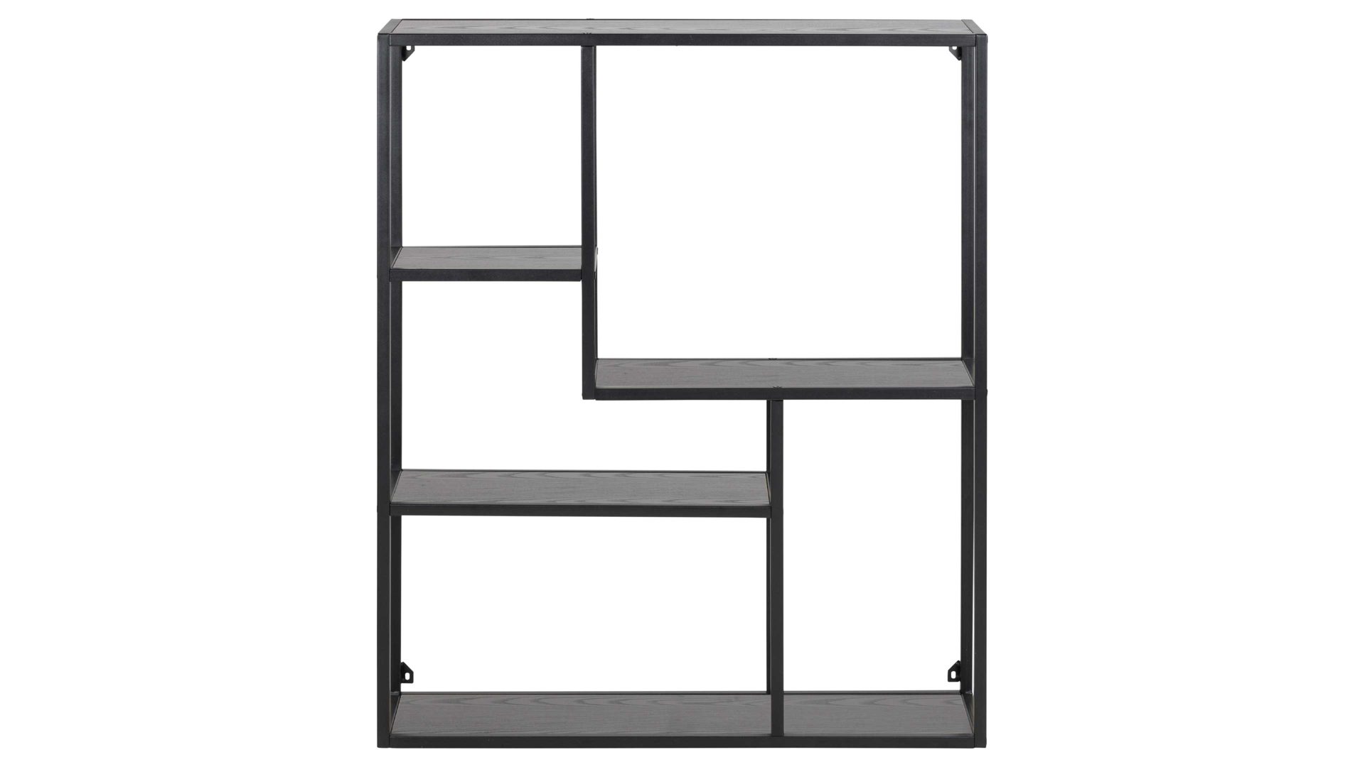 Regal Actona group aus Holz in Schwarz Regal Seaford im Industrielook, auch als Büromöbel einsetzbar schwarze Esche – ca. 75 x 91 cm