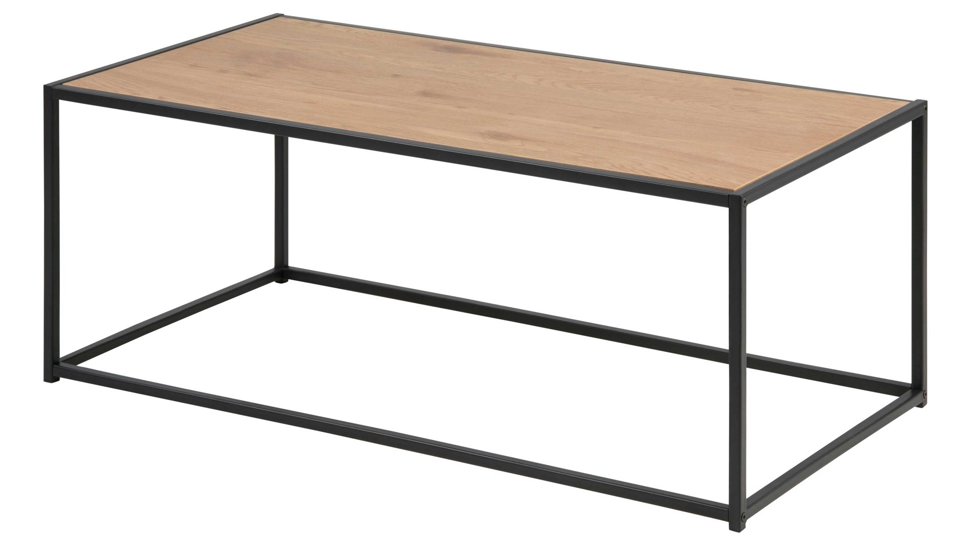Couchtisch Actona group aus Holz in Holzfarben Couchtisch Seaford im Industrielook bzw. Sofatisch Wildeiche & Schwarz – ca. 100 x 50 cm