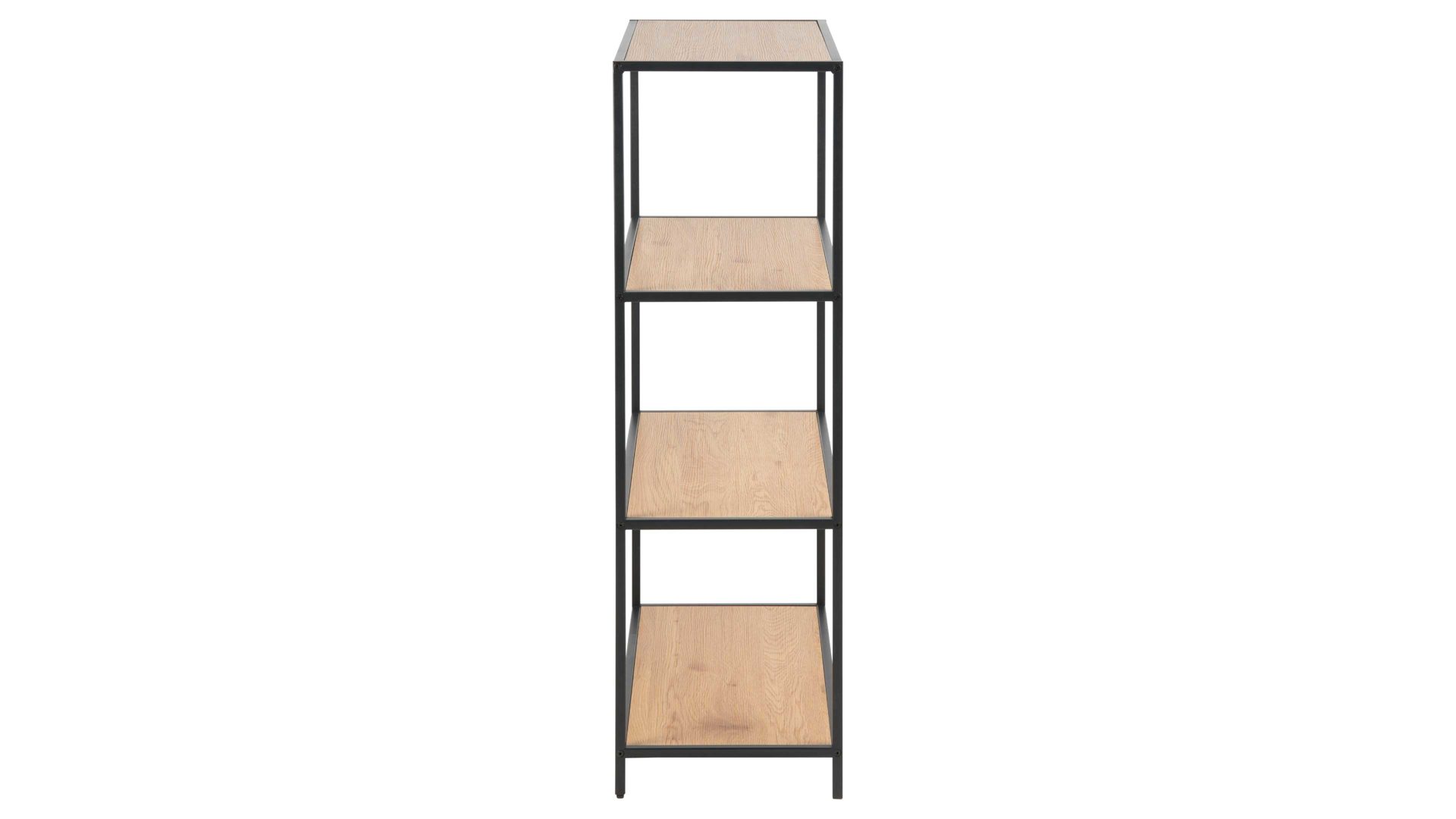 Regal Actona group aus Holz in Holzfarben Regal Seaford im Industrielook als Esszimmermöbel Wildeiche & Schwarz – drei Fächer, ca. 77 x 114 cm