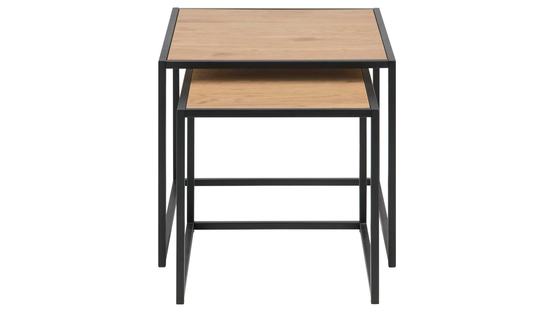 Beistelltisch-Set Actona group aus Holz in Holzfarben Beistelltisch-Set Seaford im Industrielook bzw. Beistelltische Wildeiche & Schwarz – zweiteilig