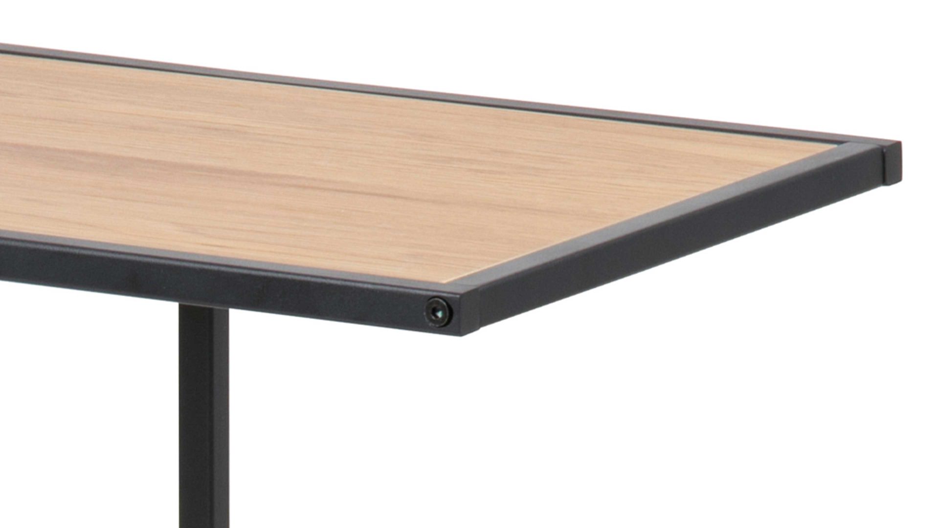 Beistelltisch Actona group aus Holz in Holzfarben Laptop-Tisch Seaford im Industrielook bzw. Beistelltisch Wildeiche & Schwarz – ca. 43 x 35 cm