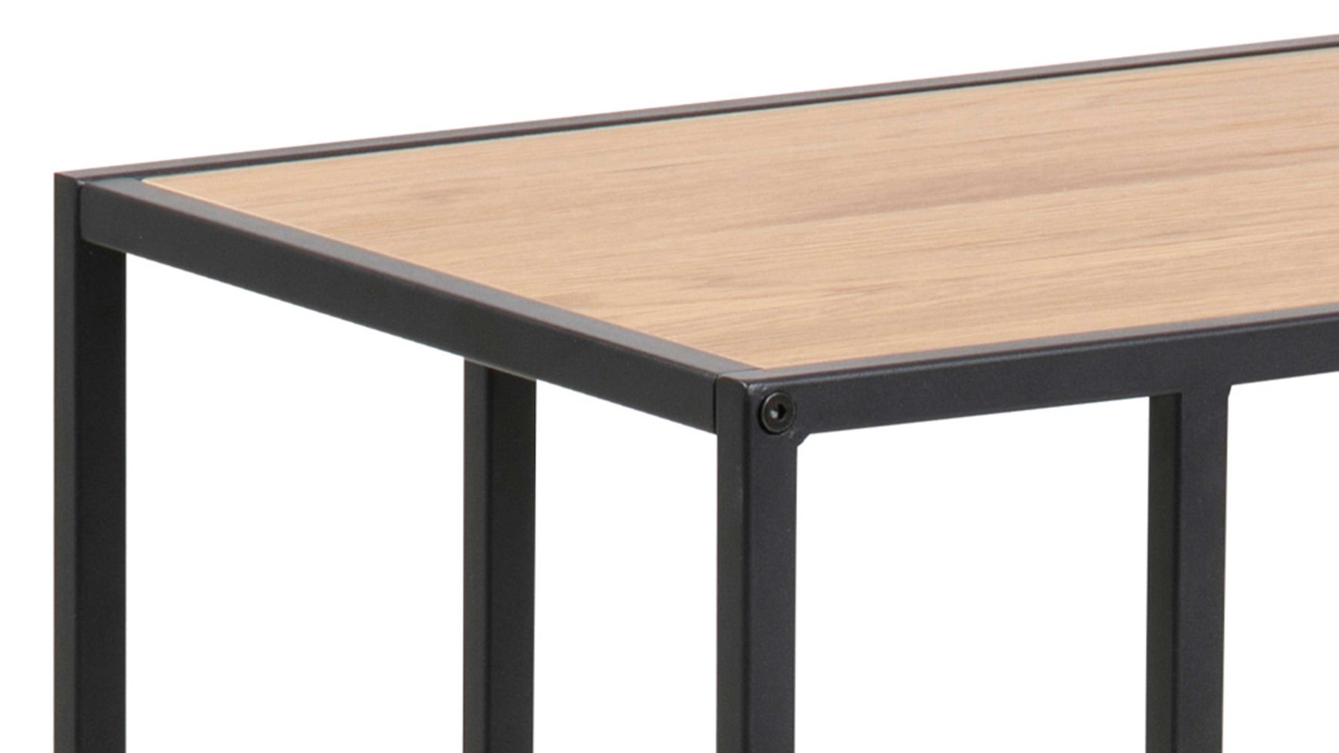 Beistelltisch Actona group aus Holz in Holzfarben Laptop-Tisch Seaford im Industrielook bzw. Beistelltisch Wildeiche & Schwarz – ca. 43 x 35 cm