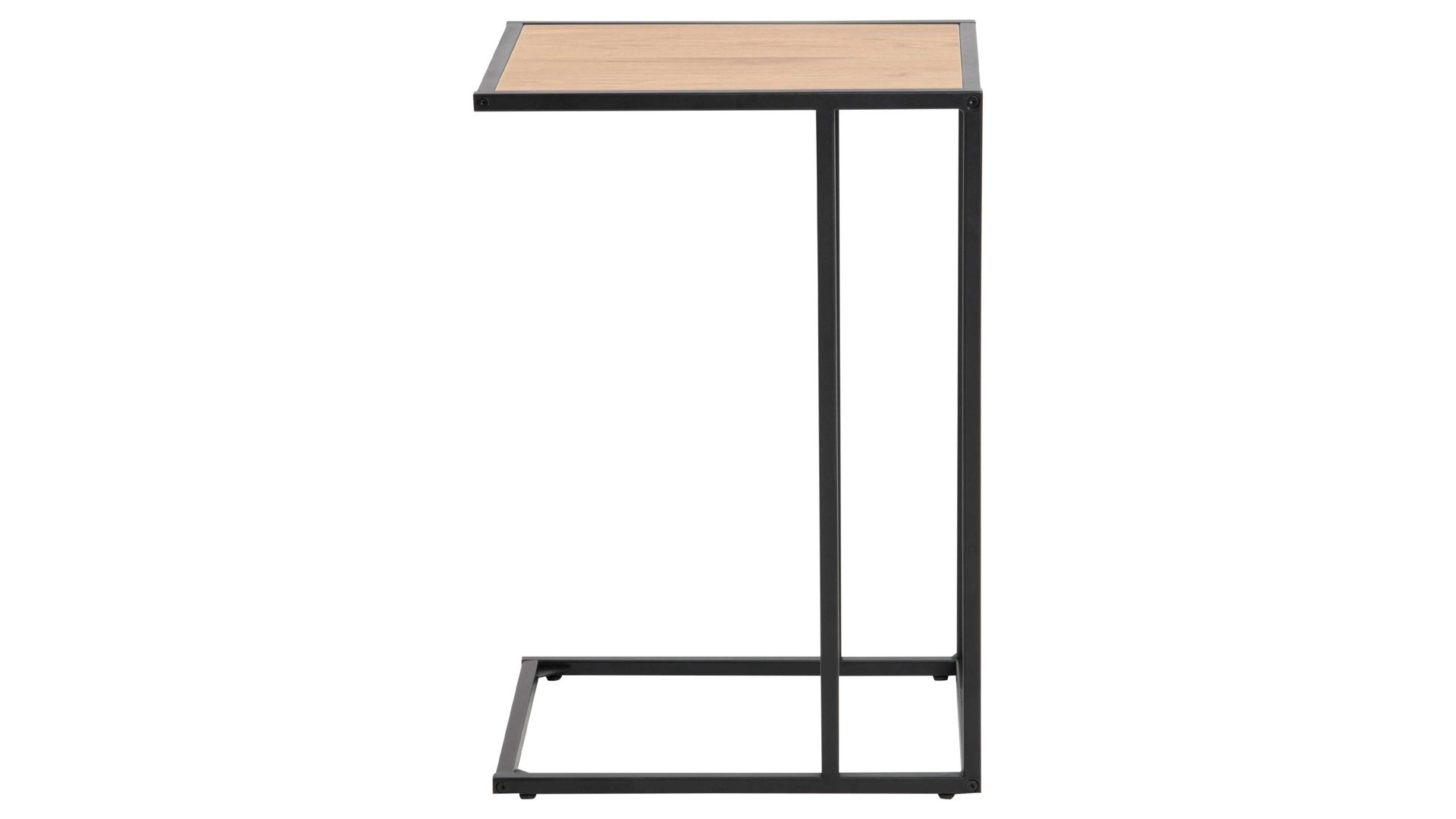 Beistelltisch Actona group aus Holz in Holzfarben Laptop-Tisch Seaford im Industrielook bzw. Beistelltisch Wildeiche & Schwarz – ca. 43 x 35 cm