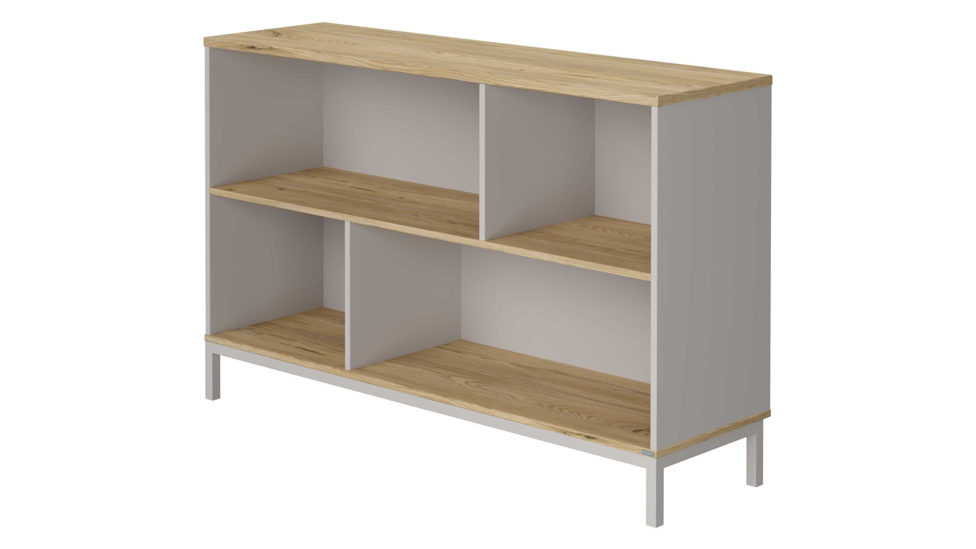 Sideboard Paidi aus Holz in Hellgrau PAIDI Babyzimmerprogramm Benne - Sideboard Kieselgrau & Montana Eiche – vier offene Fächer