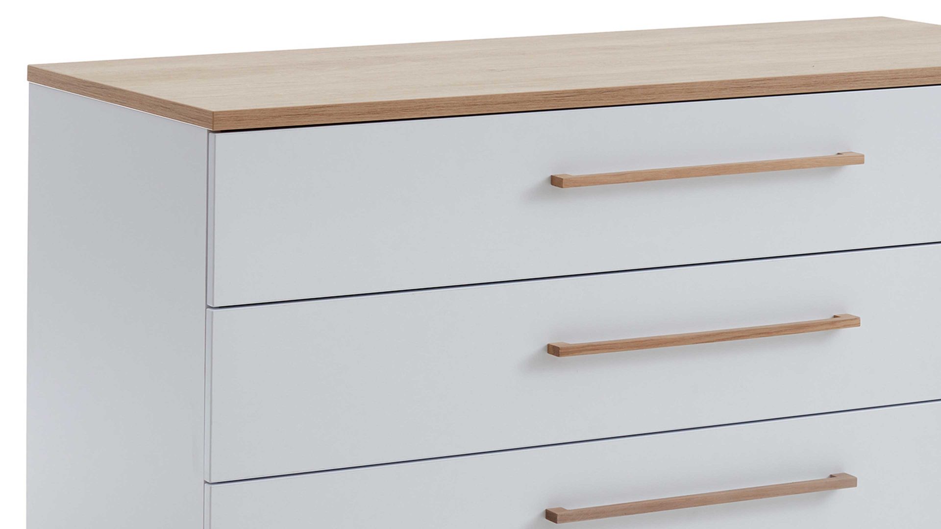 Schubladenkommode Paidi aus Holz in Weiß PAIDI Babyzimmerprogramm Oscar - Schubladenkommode Kreideweiß & Nebraska Eiche – vier Schubladen