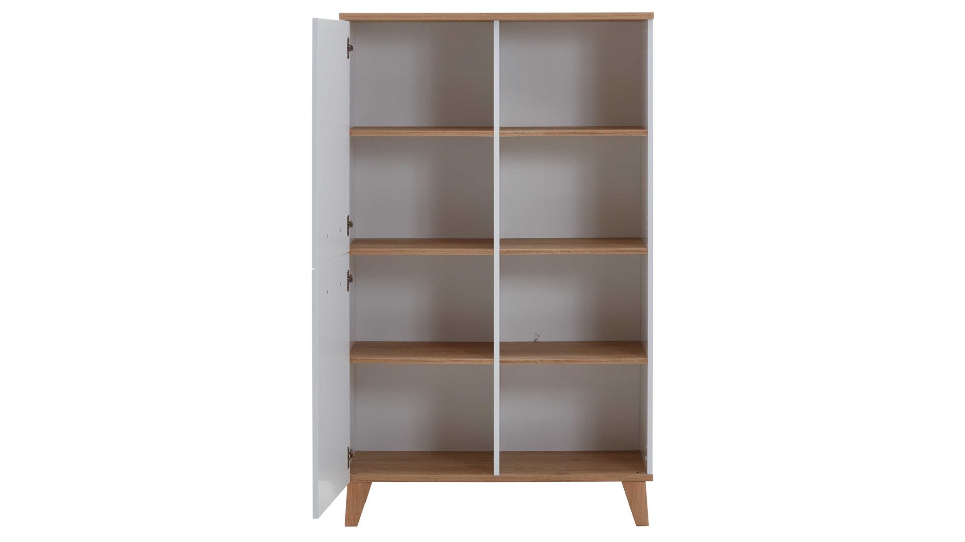 Highboard Paidi aus Holz in Weiß PAIDI Jugendzimmerprogramm Oscar - Highboard links - Kreideweiß & Nebraska Eiche