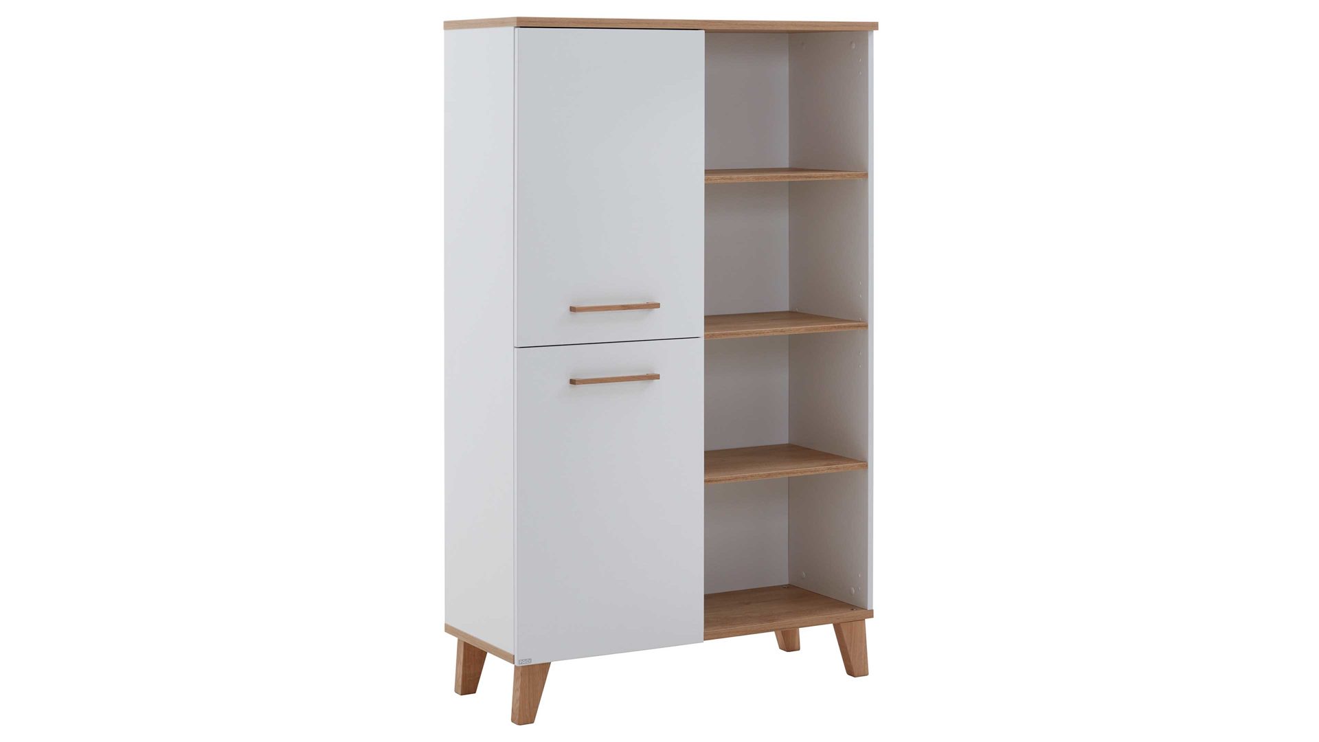 Highboard Paidi aus Holz in Weiß PAIDI Jugendzimmerprogramm Oscar - Highboard links - Kreideweiß & Nebraska Eiche