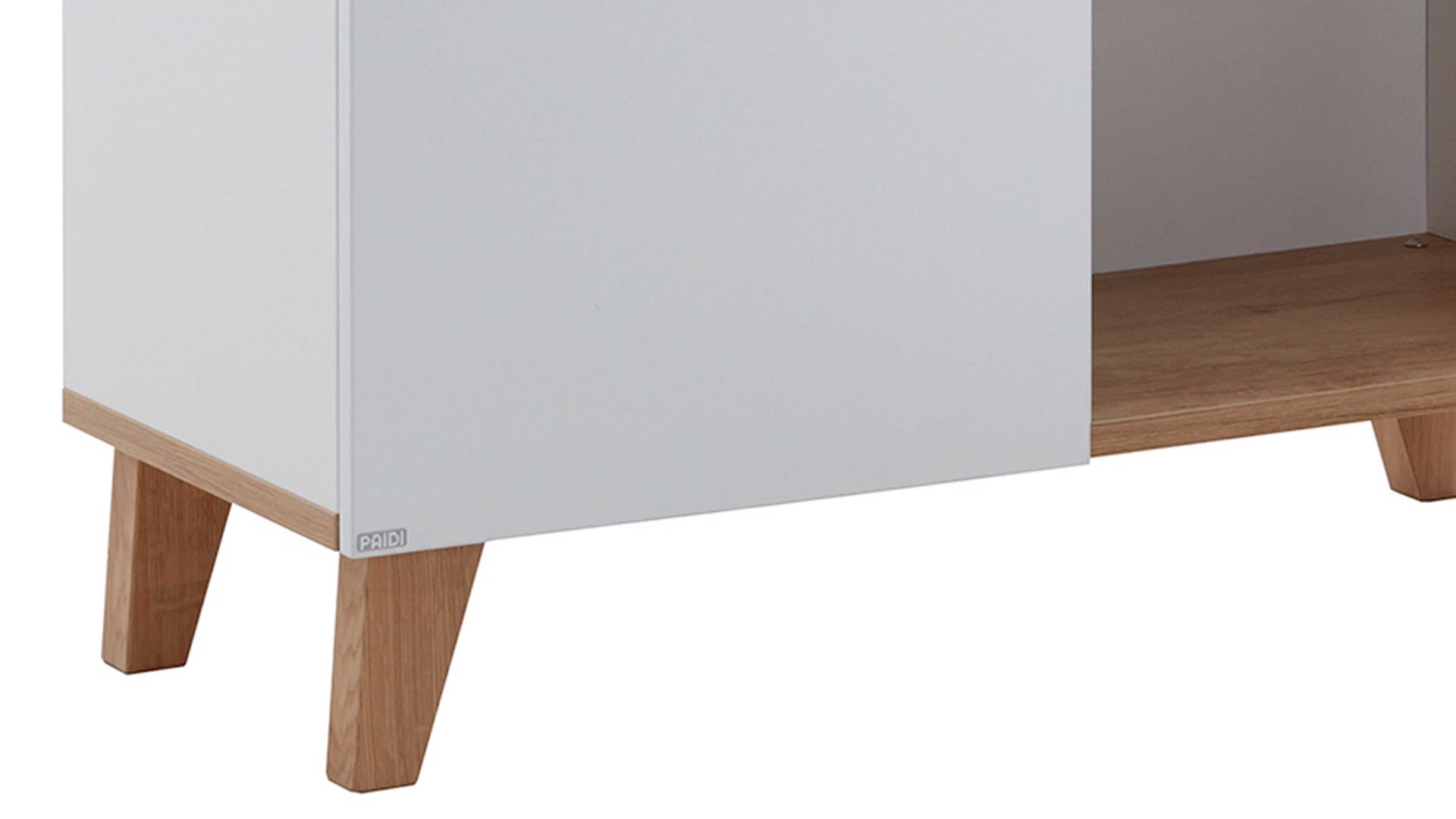 Highboard Paidi aus Holz in Weiß PAIDI Jugendzimmerprogramm Oscar - Highboard links - Kreideweiß & Nebraska Eiche