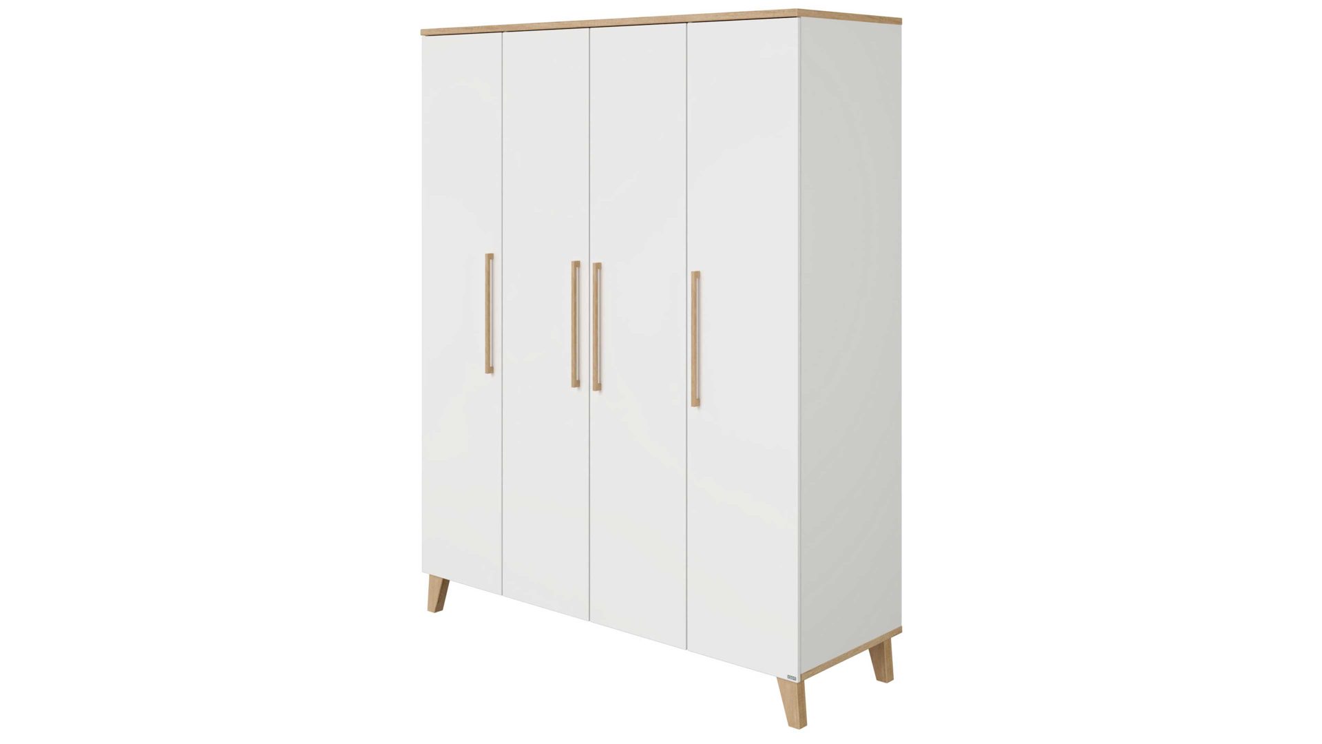 Kleiderschrank Paidi aus Holz in Weiß PAIDI Babyzimmerprogramm Oscar - Kleiderschrank Kreideweiß & Nebraska Eiche – vier Türen, Breite ca. 164 cm