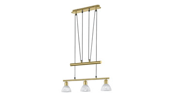 Pendelleuchte Trio leuchten aus Metall in Metallfarben JoJo-Pendelleuchte Levisto bzw. Hängelampe Messing & Alabasterweiß - Länge ca. 60 cm