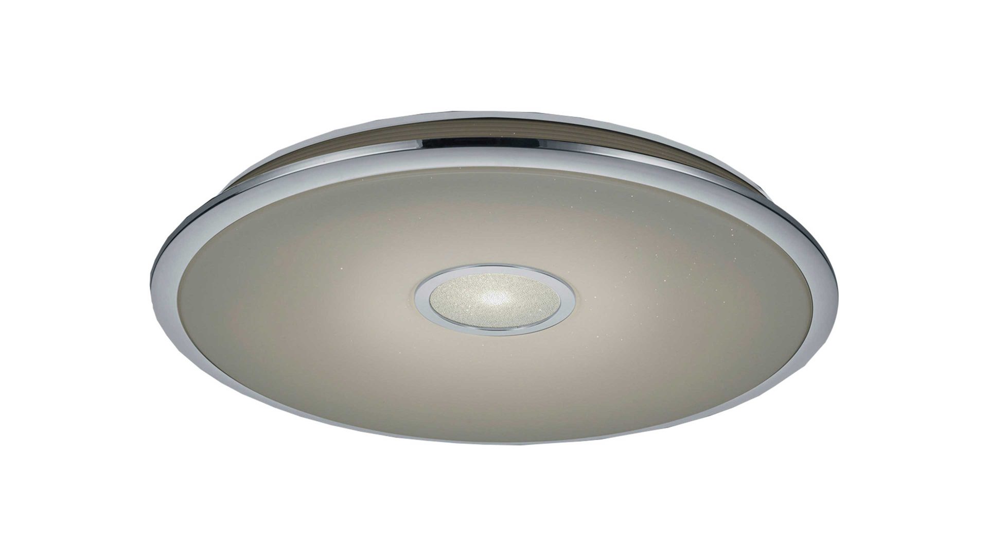 Deckenleuchte Trio lighting for you aus Kunststoff in Silber Deckenleuchte Osaka chromfarbener Kunststoff  & weißes Acrylglas  – Durchmesser ca. 65 cm