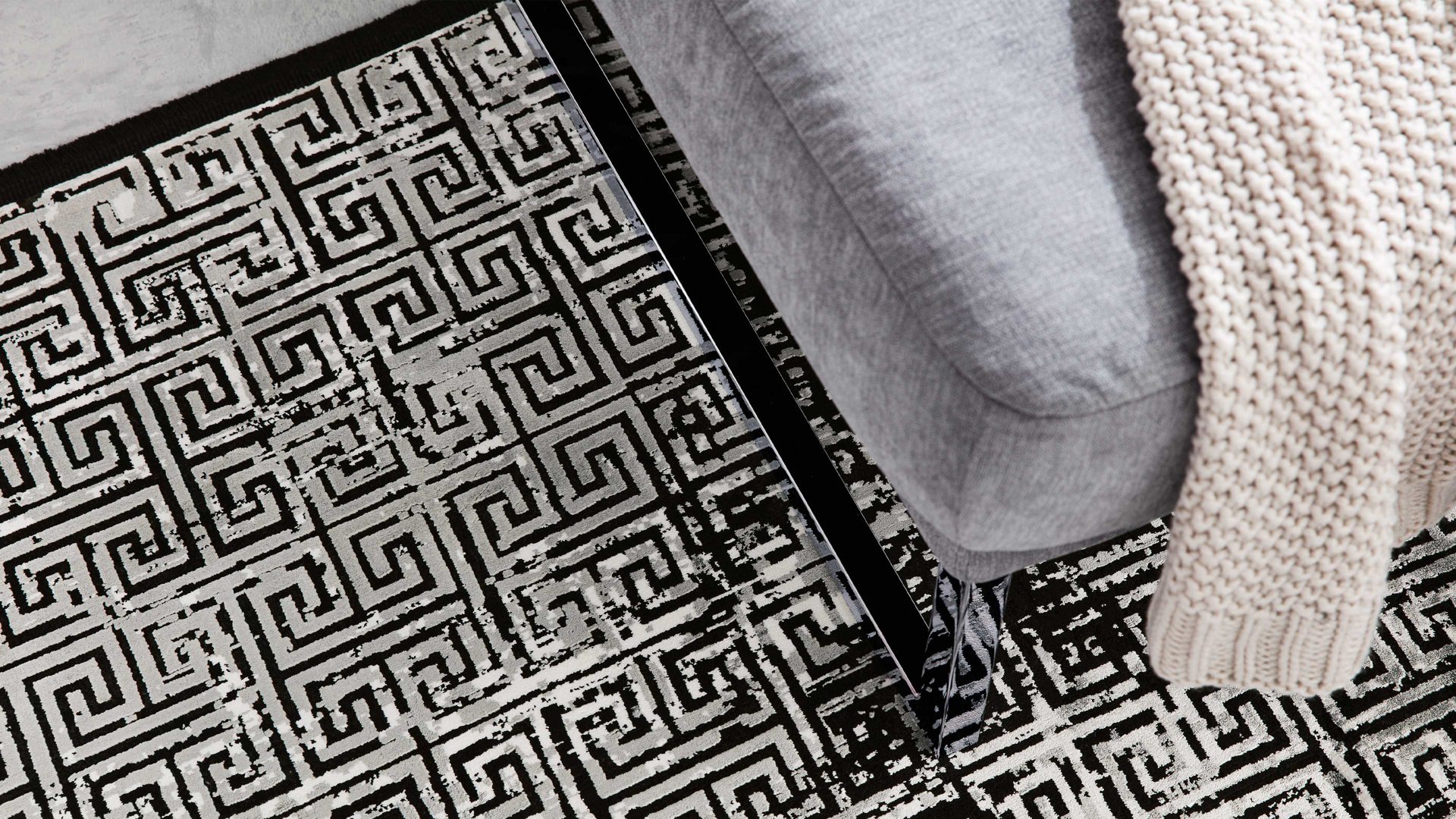 Handwebteppich Interliving aus Mischgewebe in Schwarz Interliving Teppich Serie L-8620 Mischgewebe - ca. 240 x 340 cm