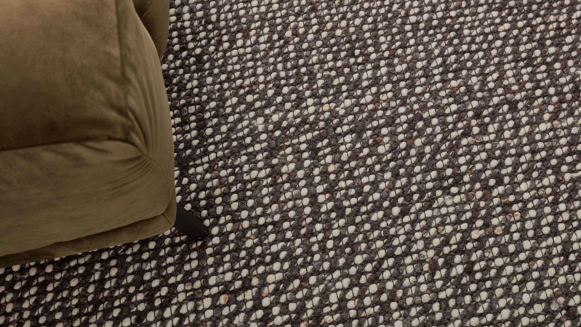 Handwebteppich Interliving aus Naturfaser in Braun Interliving Teppich Serie B-8001 perlfarbene Schurwolle – ca. 90 x 170 cm