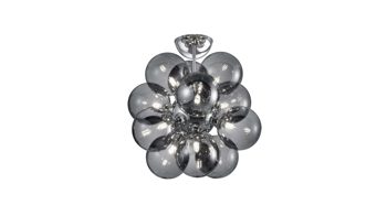 Deckenleuchte Trio leuchten aus Glas in Grau Trio Deckenlampe Alicia rauchfarbenes Glas & Chrom – Durchmesser ca. 45 cm