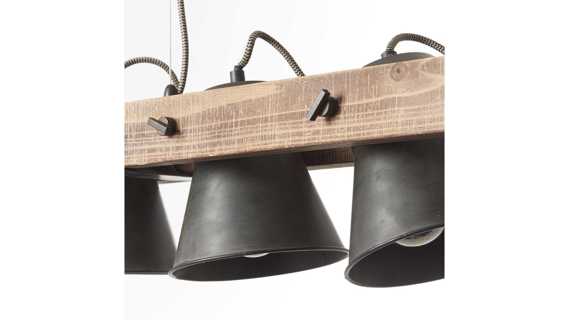 Pendelleuchte Brilliant aus Metall in Schwarz Brilliant Pendellampe Plow schwarzer Stahl & Holz – Länge ca. 95 cm