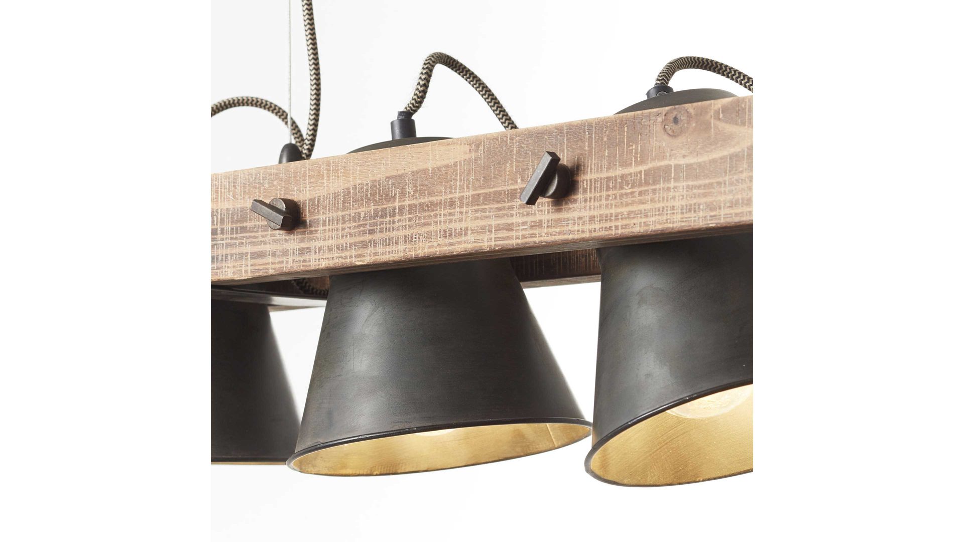 Pendelleuchte Brilliant aus Metall in Schwarz Brilliant Pendellampe Plow schwarzer Stahl & Holz – Länge ca. 95 cm