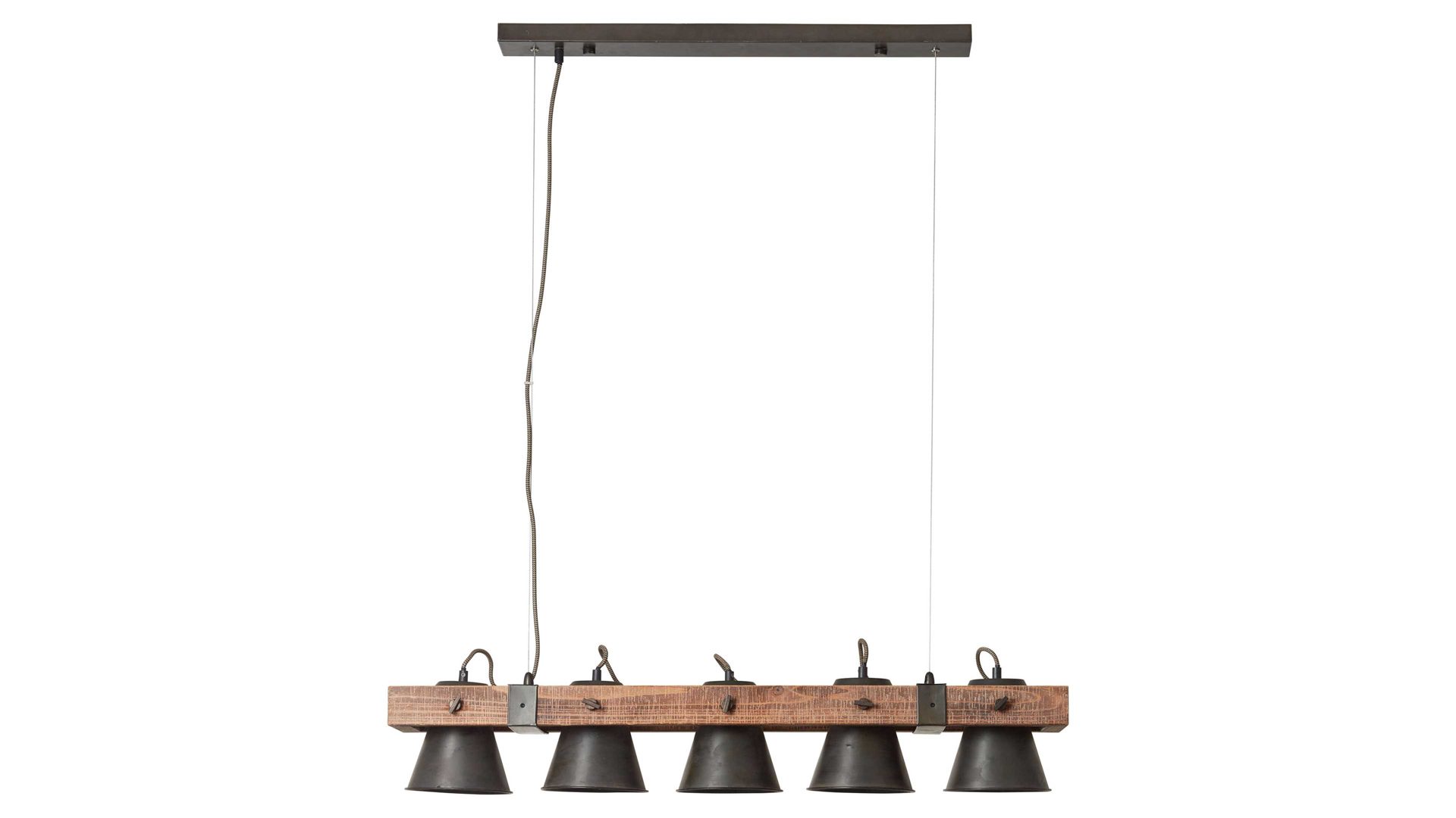 Pendelleuchte Brilliant aus Metall in Schwarz Brilliant Pendellampe Plow schwarzer Stahl & Holz – Länge ca. 95 cm