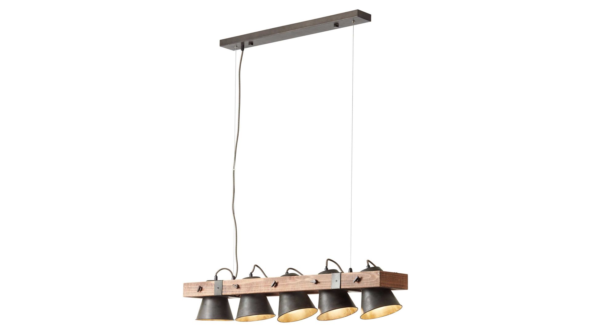 Pendelleuchte Brilliant aus Metall in Schwarz Brilliant Pendellampe Plow schwarzer Stahl & Holz – Länge ca. 95 cm