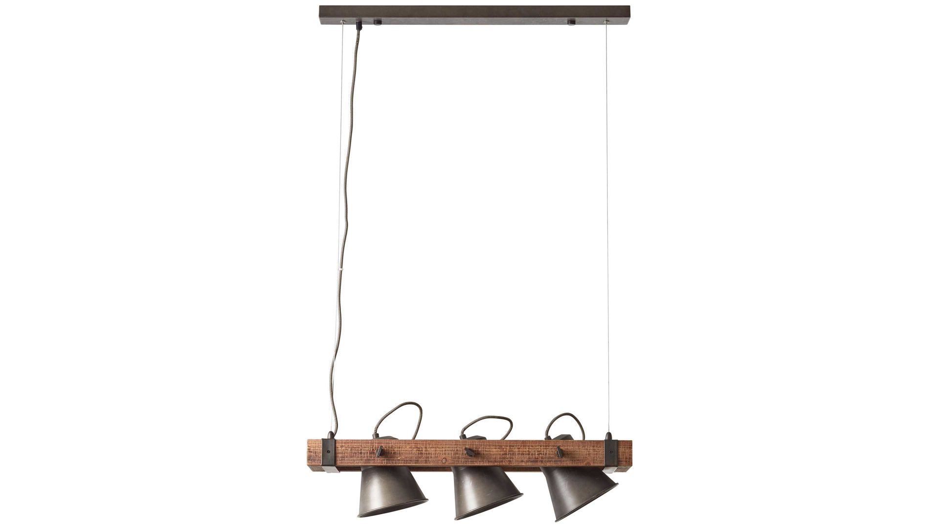 Pendelleuchte Brilliant aus Metall in Schwarz Brilliant Pendellampe Plow schwarzer Stahl & Holz – Länge ca. 70 cm