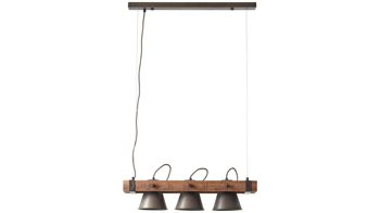 Pendelleuchte Brilliant aus Metall in Schwarz Brilliant Pendellampe Plow schwarzer Stahl & Holz – Länge ca. 70 cm