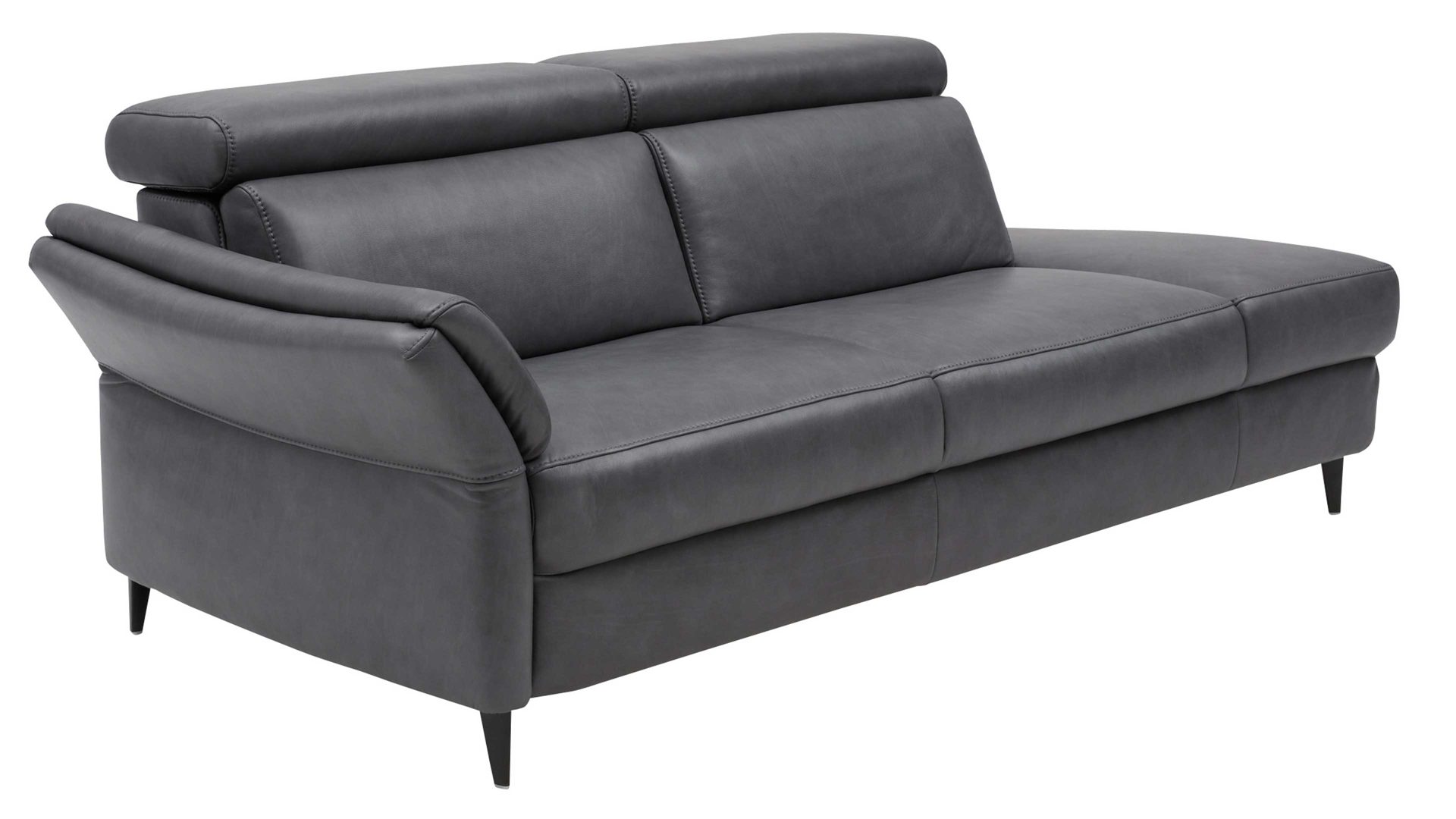 Recamiere Interliving aus Leder in Anthrazit Interliving Sofa Serie 4055 - Recamiere 2,5RECRKV anthrazitfarbenes LongLife-Leder Texas - Länge ca. 222 cm