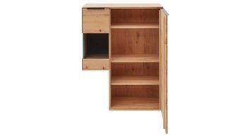 Highboard Interliving aus Holz in Holzfarben Interliving Wohnzimmer Serie 2020 - Highboard 151121 Asteiche bianco & Riss-Eiche – links, zwei Türen