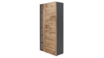 Vitrine Interliving aus Holz in Holzfarben Interliving Esszimmer Serie 5604 - Vitrine V745-0300R Eiche rustico - drei Türen, zwei Schubladen