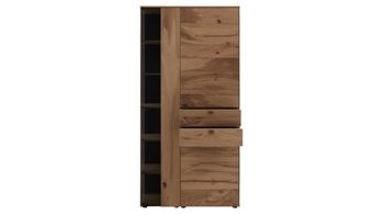 Vitrine Interliving aus Holz in Holzfarben Interliving Esszimmer Serie 5604 - Vitrine V745-0300R Eiche rustico - drei Türen, zwei Schubladen
