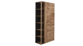 Vitrine Interliving aus Holz in Holzfarben Interliving Esszimmer Serie 5604 - Vitrine V745-0300R Eiche rustico - drei Türen, zwei Schubladen
