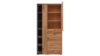 Vitrine Interliving aus Holz in Holzfarben Interliving Esszimmer Serie 5604 - Vitrine V745-0300R Eiche rustico - drei Türen, zwei Schubladen