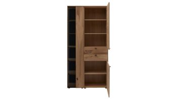 Vitrine Interliving aus Holz in Holzfarben Interliving Esszimmer Serie 5604 - Vitrine V745-0300R Eiche rustico - drei Türen, zwei Schubladen