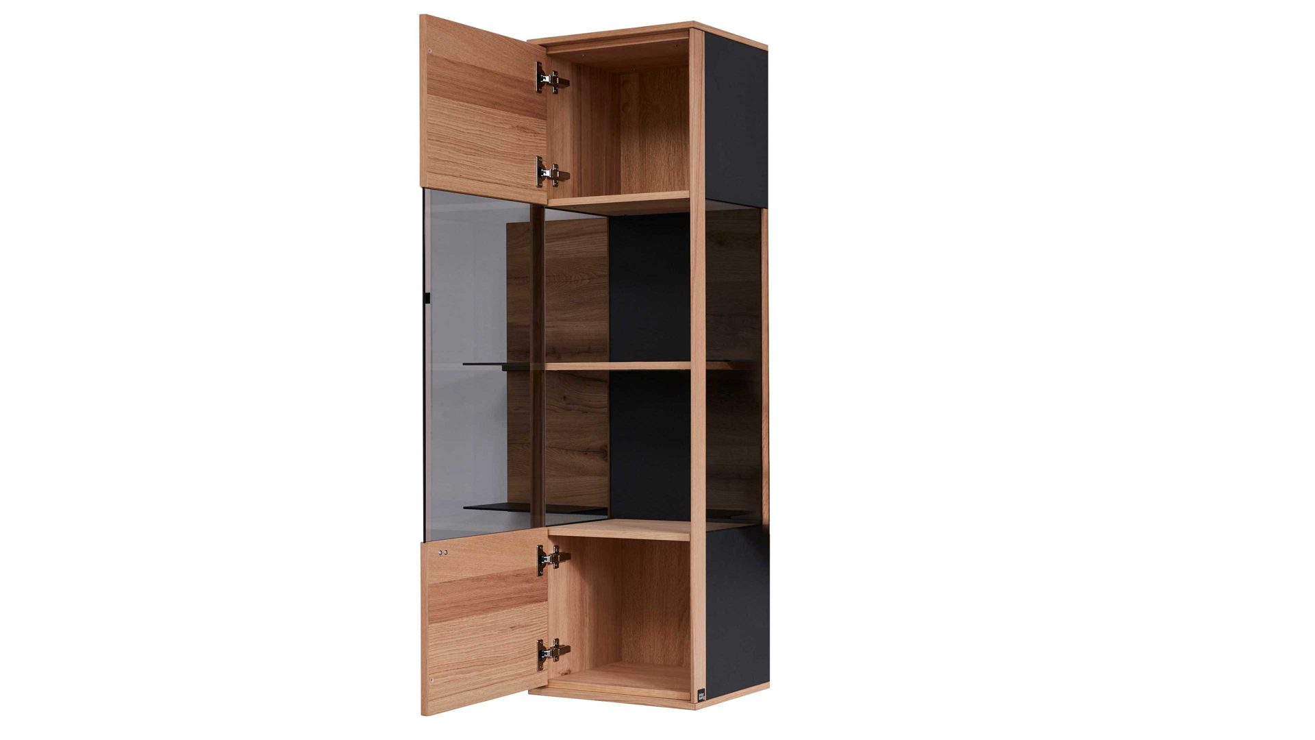 Vitrine Interliving aus Holz in Holzfarben Interliving Esszimmer Serie 5604 - Hängevitrine V712-0300L Eiche rustico & Anthrazit - links, eine Tür