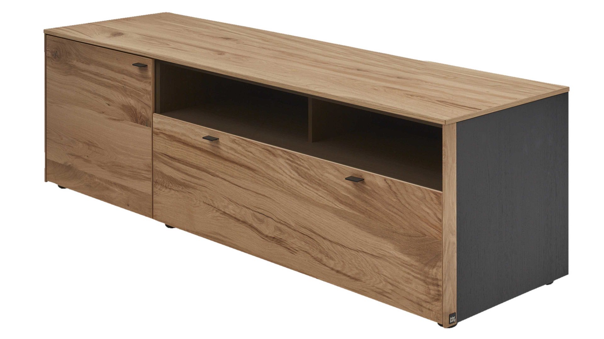 Lowboard Interliving aus Holz in Holzfarben Interliving Esszimmer Serie 5604 - Lowboard Eiche rustico & Anthrazit - Breite ca. 182 cm