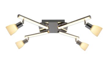 Deckenleuchte Näve aus Glas in Weiß näve LED-Deckenlampe Ibiza Chrom & satiniertes Glas – ca. 68 x 61 cm