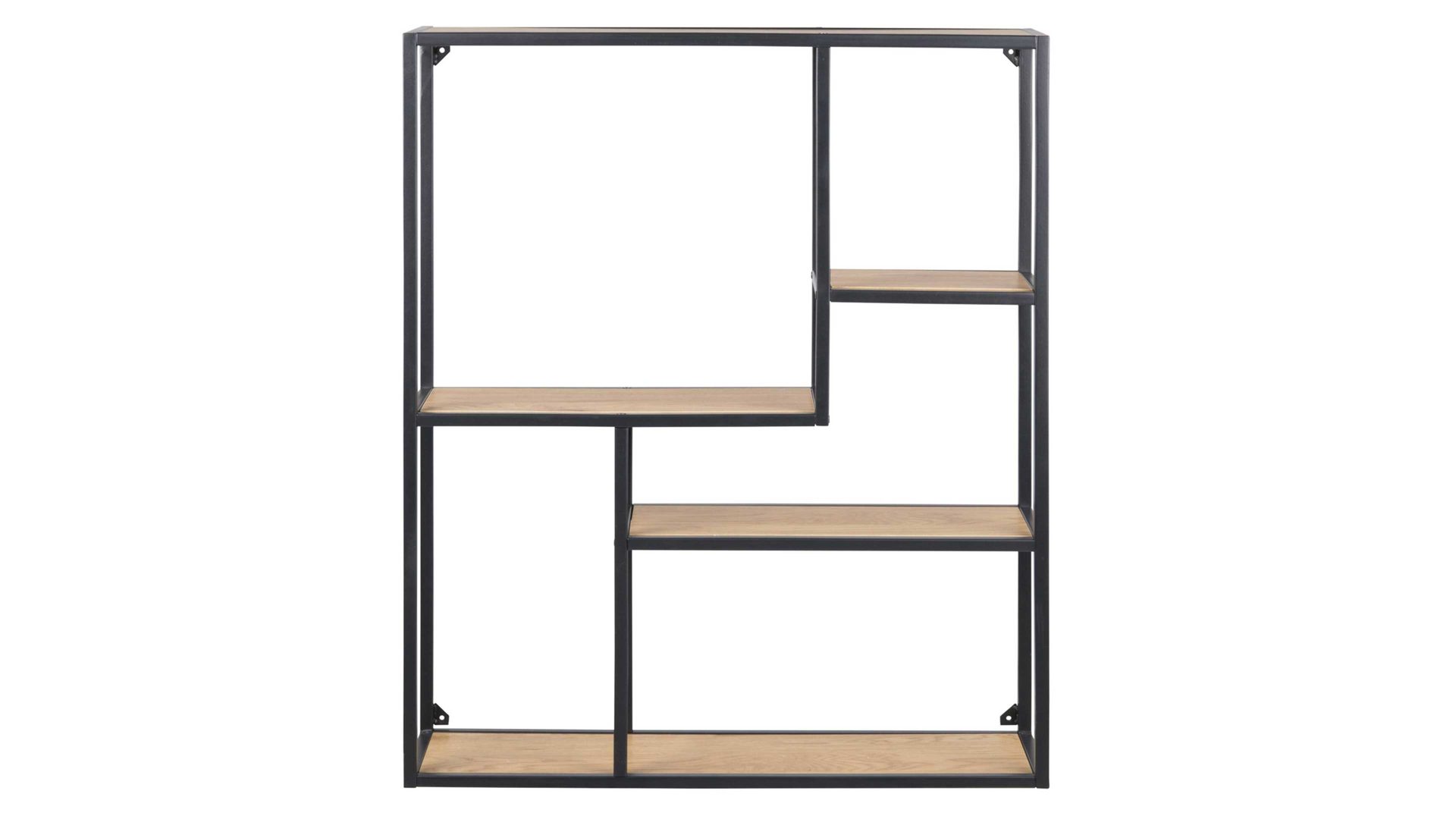 Regal Actona group aus Holz in Holzfarben Regal Seaford im Industrielook, auch als Büromöbel einsetzbar Wildeiche & Schwarz – ca. 75 x 91 cm