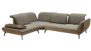 Ecksofa KAWOO aus Stoff in Grün KAWOO Polsterprogramm New Jersey - Ecksofa olivfarbener Bezug Riviera & khakifarbener Bezug Amsterdam – Stellfläche ca. 269 x 329 cm